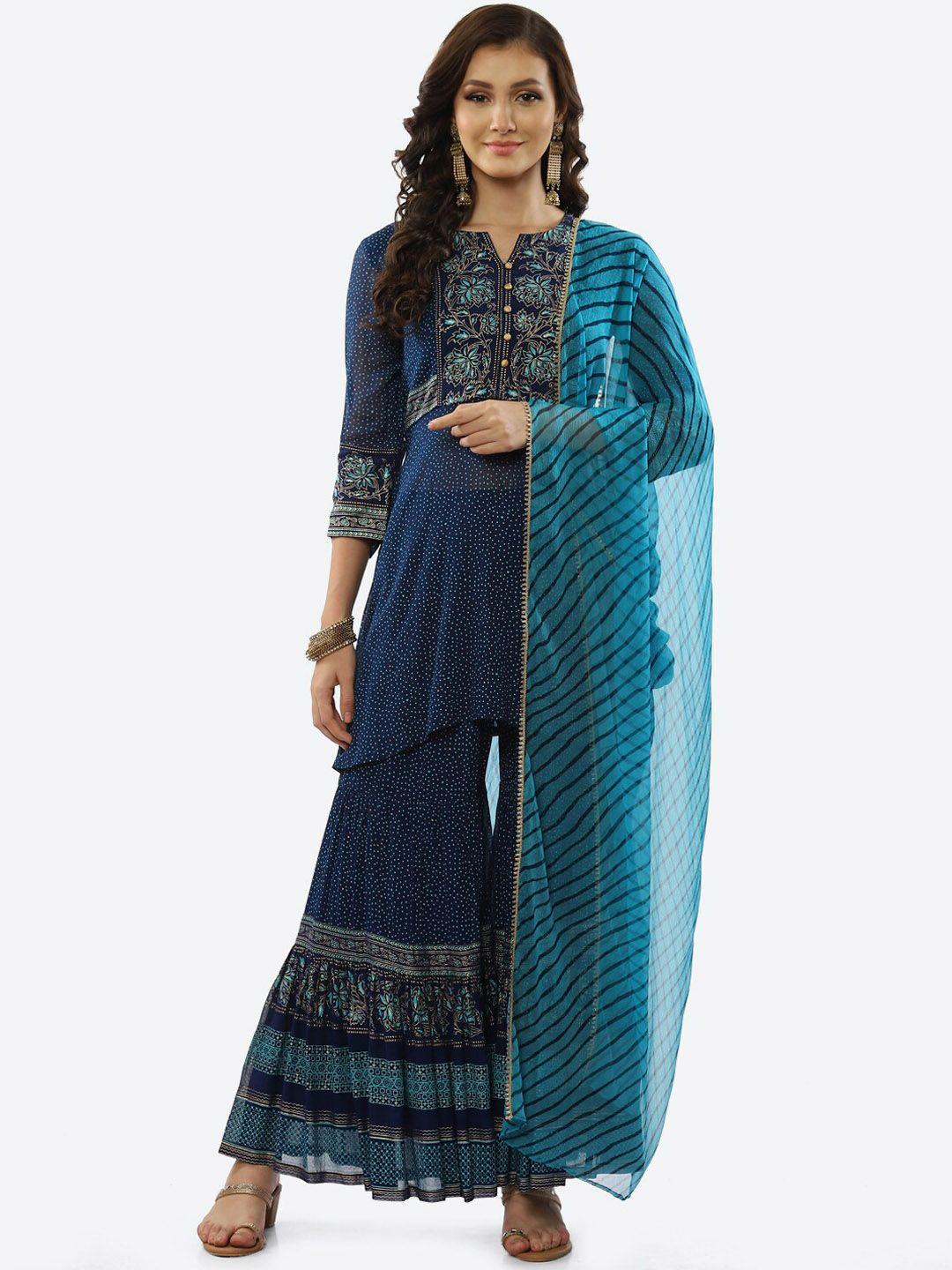 rangriti women floral printed kurti with sharara & with dupatta