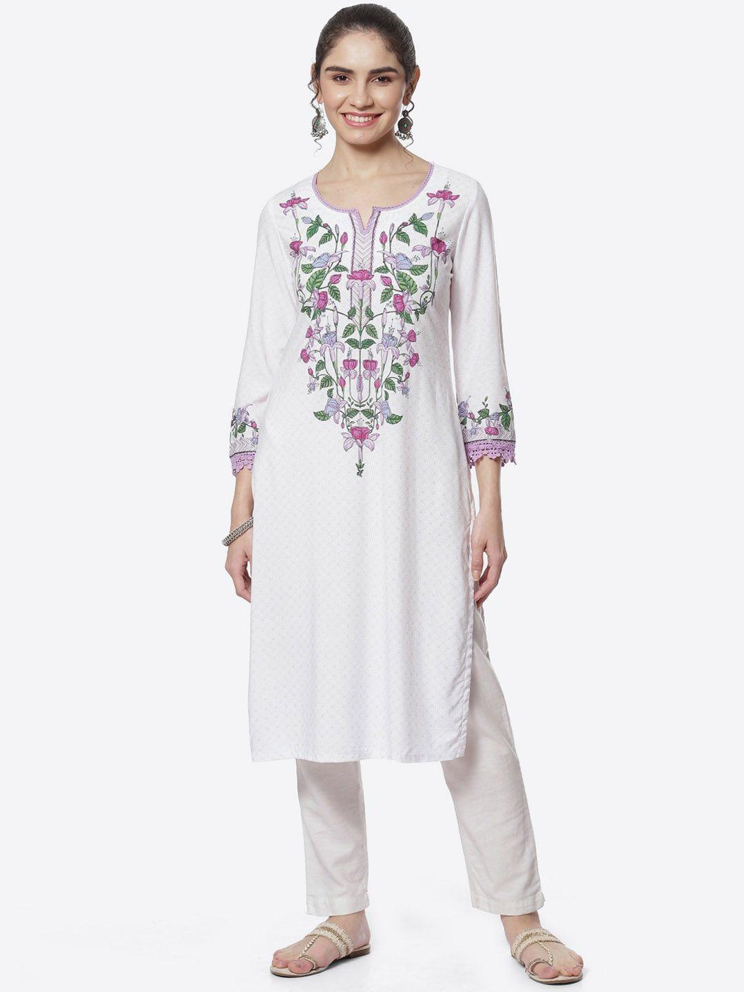 rangriti women floral printed notched neck kurta