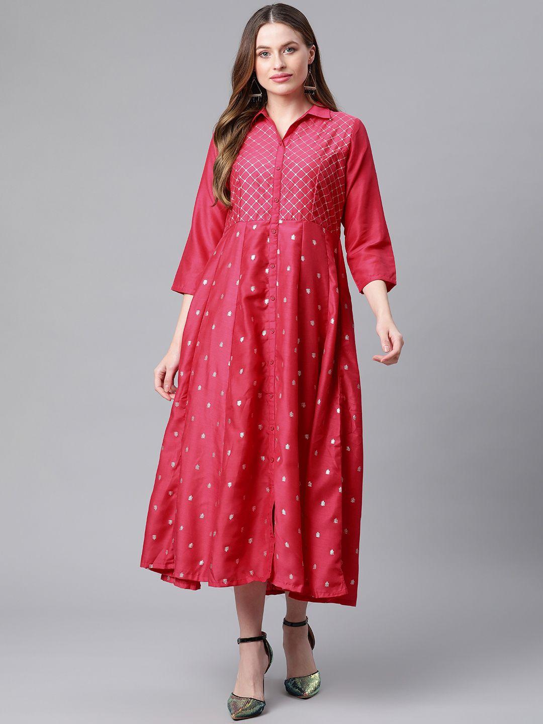 rangriti women pink ethnic motifs maxi dress