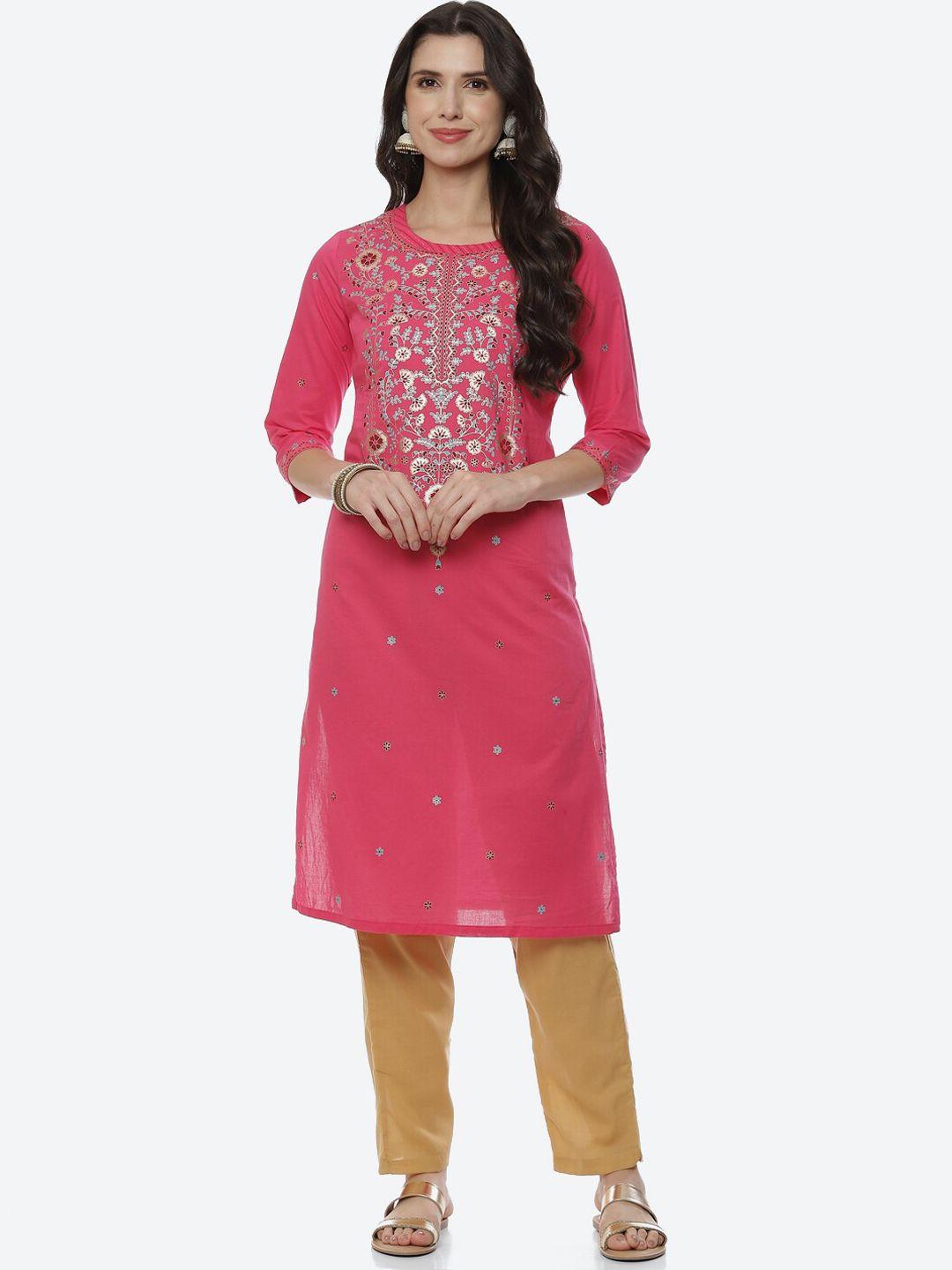 rangriti women pink ethnic motifs printed kurta
