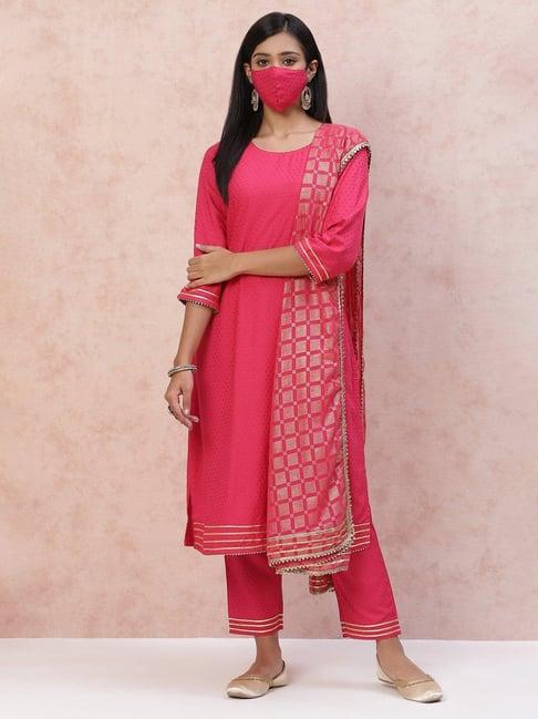 rangriti women pink straight suit set