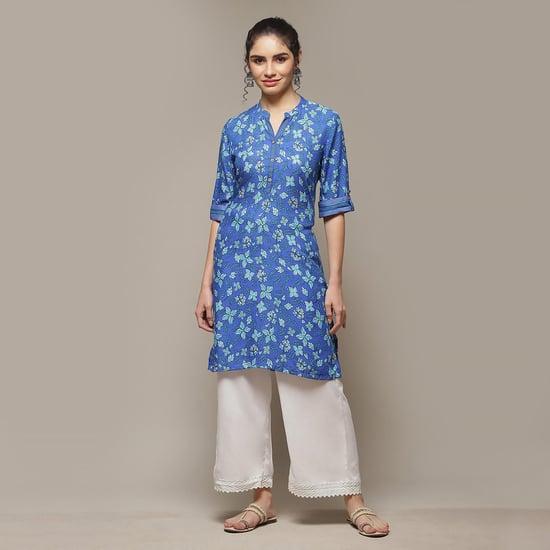 rangriti women printed notch neck straight kurta