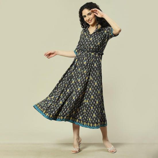 rangriti women printed v-neck a-line dress