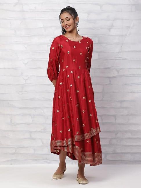 rangriti women red kalidar dress