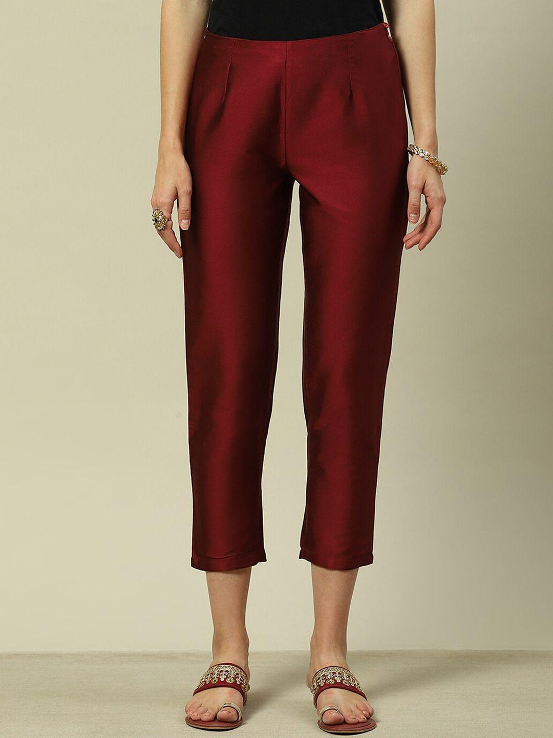 rangriti women straight fit pleated trousers