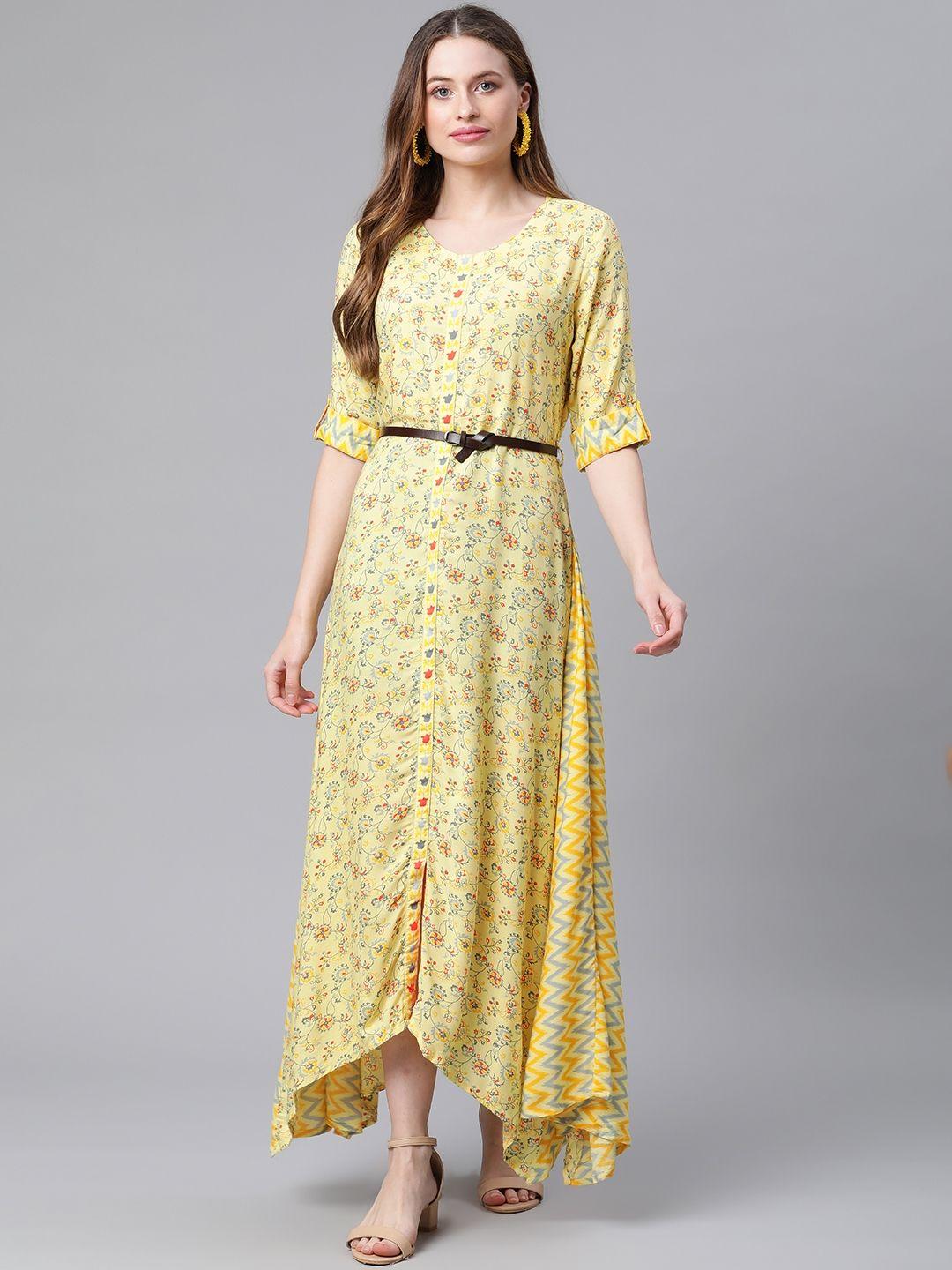 rangriti women yellow floral maxi dress