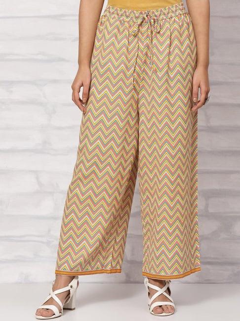 rangriti yellow & pink printed palazzos