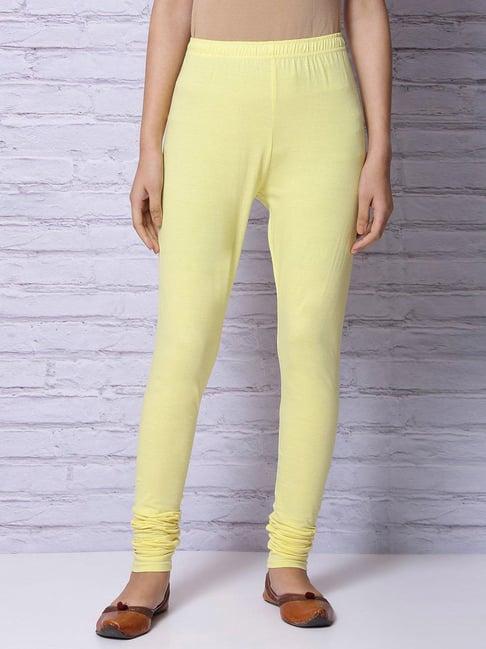 rangriti yellow cotton regular fit leggings