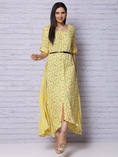 rangriti yellow printed maxi dress