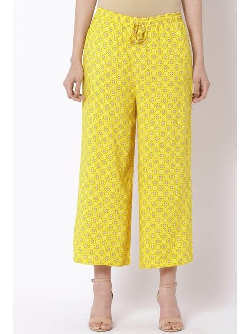 rangriti yellow printed palazzos