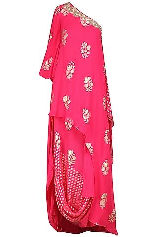 rani-pink-one-shoulder-tunic-with-cowl-skirt