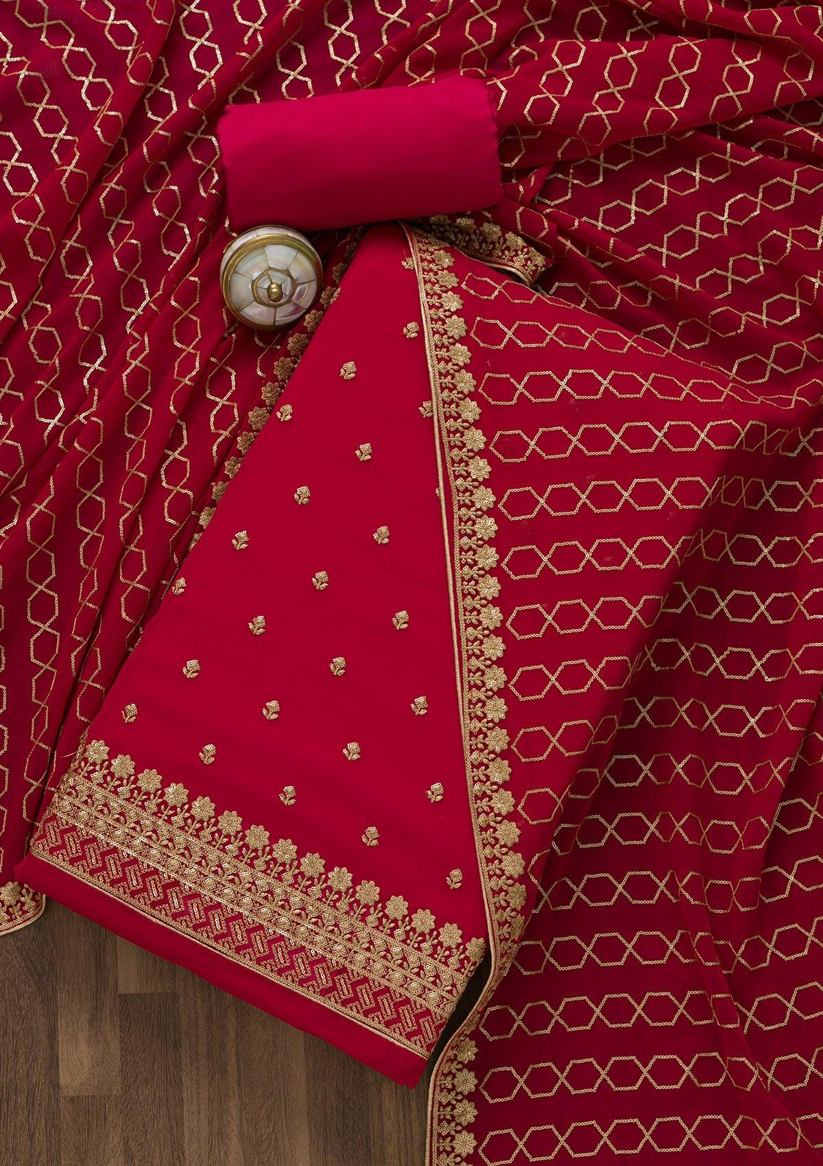 rani pink sequins georgette unstitched salwar suit