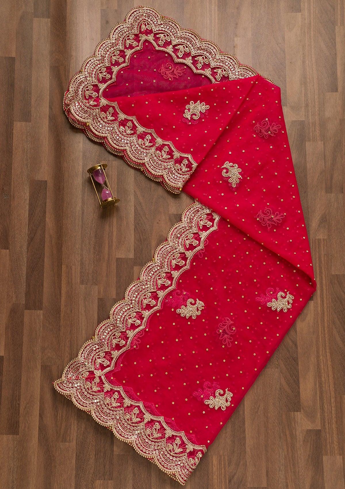 rani pink stonework net dupatta