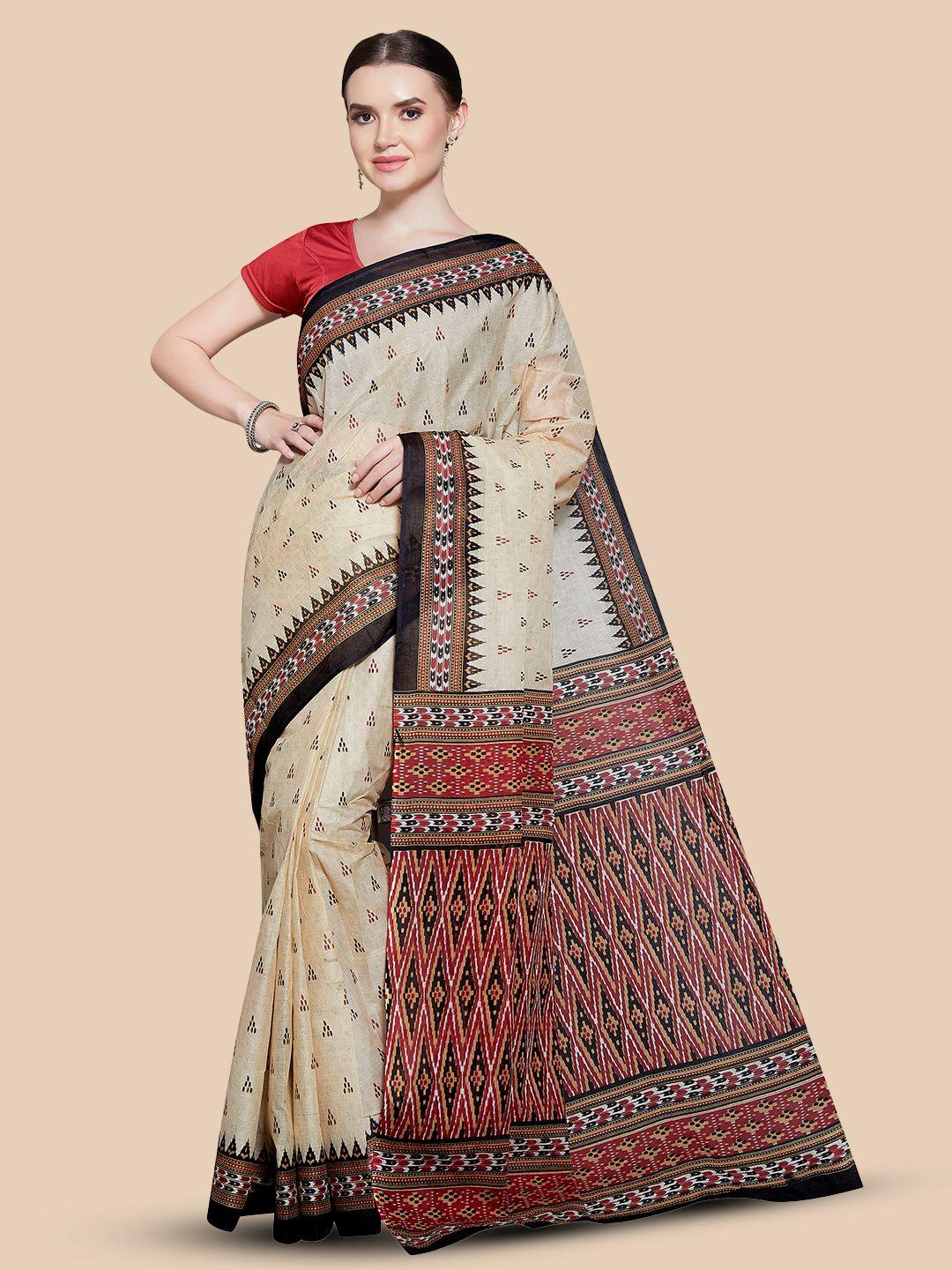 rani saahiba ethnic motifs printed pure cotton sambalpuri saree