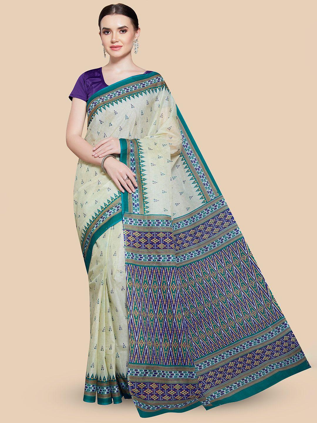rani saahiba ethnic motifs printed pure cotton sambalpuri saree