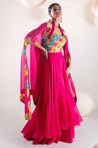 rani dupion patchwork cape set