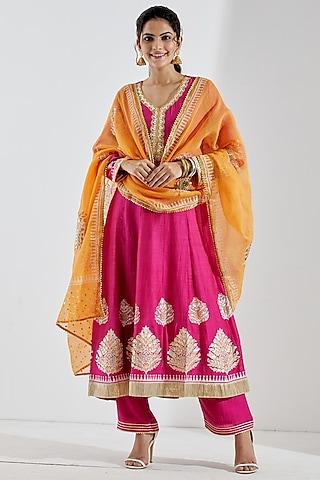 rani foil printed anarkali set