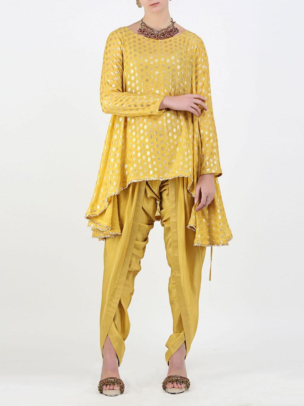 rani gold foil tunic and dhoti - customisable - set of 2