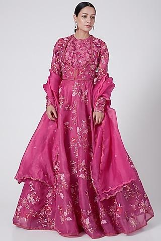 rani pink anarkali with dupatta