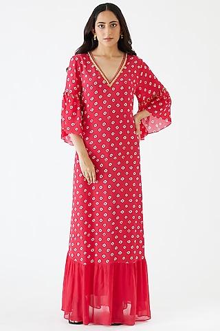 rani pink bandhani printed dress
