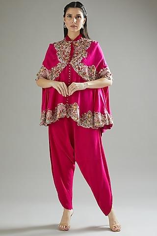 rani pink cape set in dupion