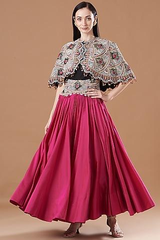 rani pink dupion anarkali set