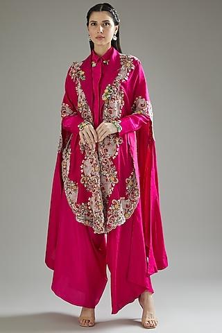 rani pink dupion cape set