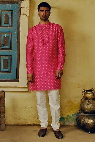 rani pink dupion silk kurta set