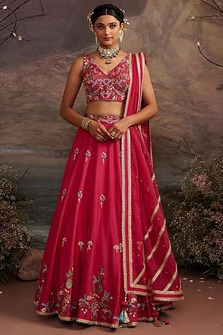 rani pink dupion silk lehenga set