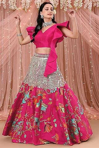 rani pink embellished lehenga set