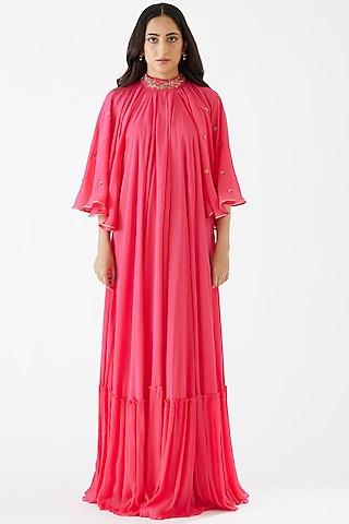 rani pink embroidered kalidar dress