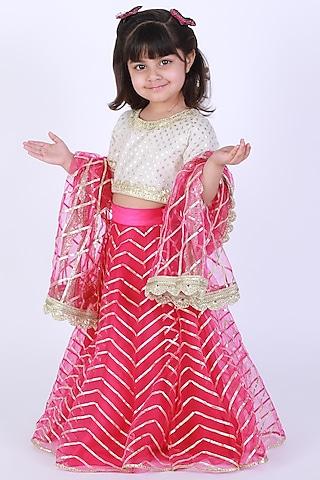 rani pink embroidered lehenga set for girls