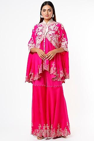 rani pink organza gharara set