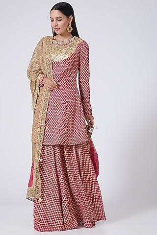 rani pink printed gharara set