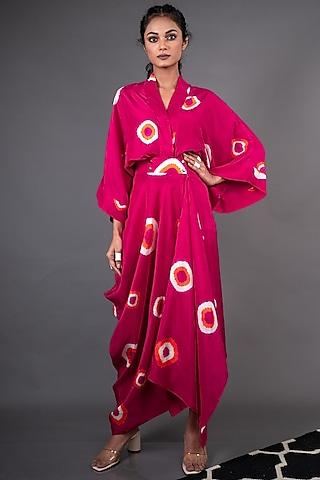rani pink printed habutai silk dress