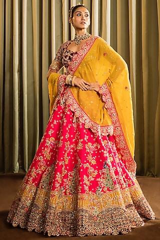 rani raw silk dabka work lehenga set