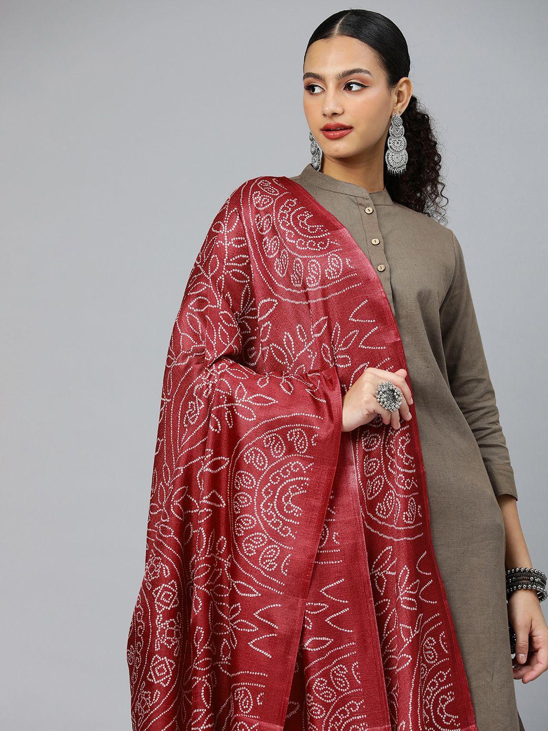 rani saahiba bandhani printed art silk dupatta