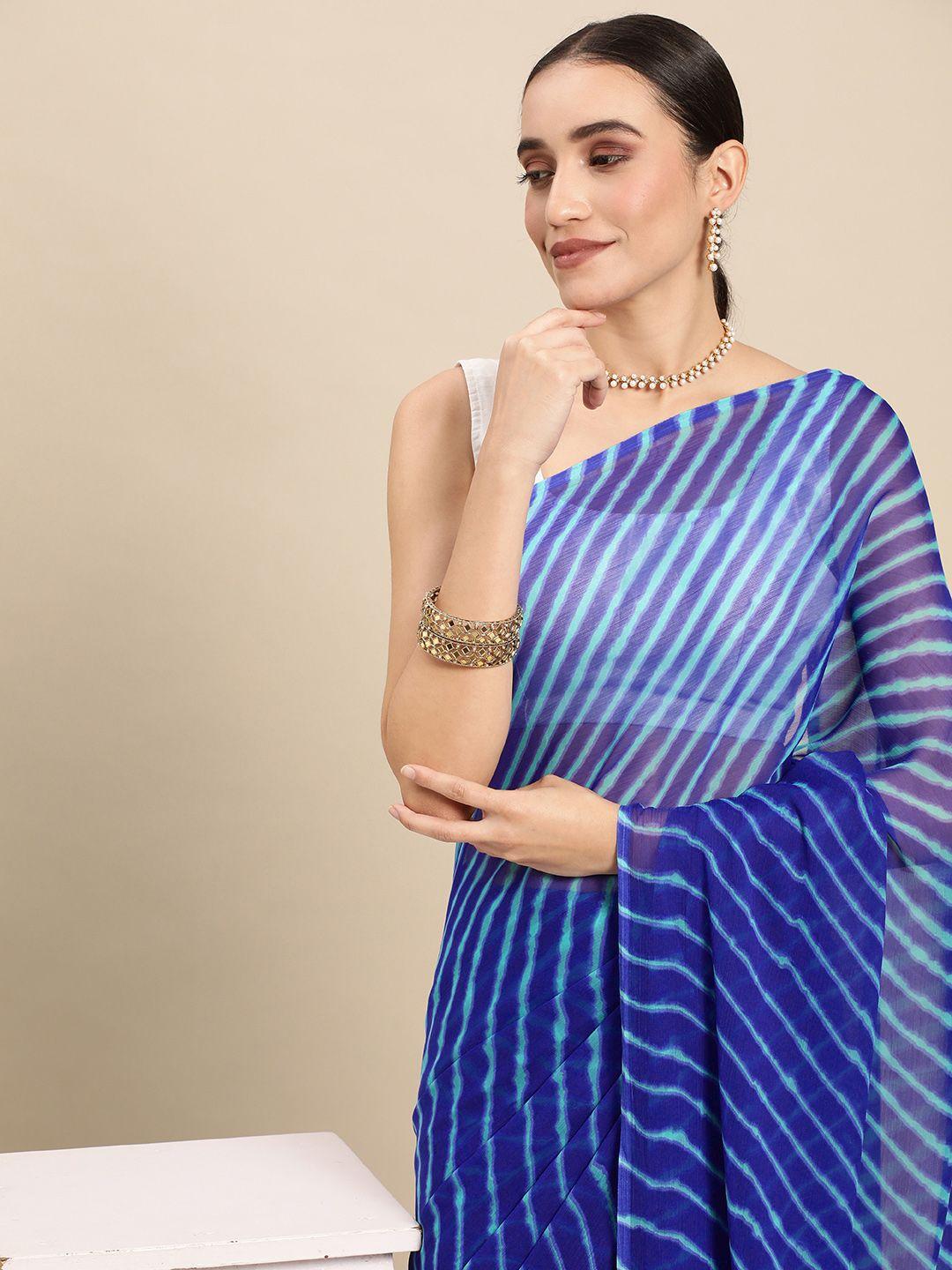 rani saahiba blue leheriya saree