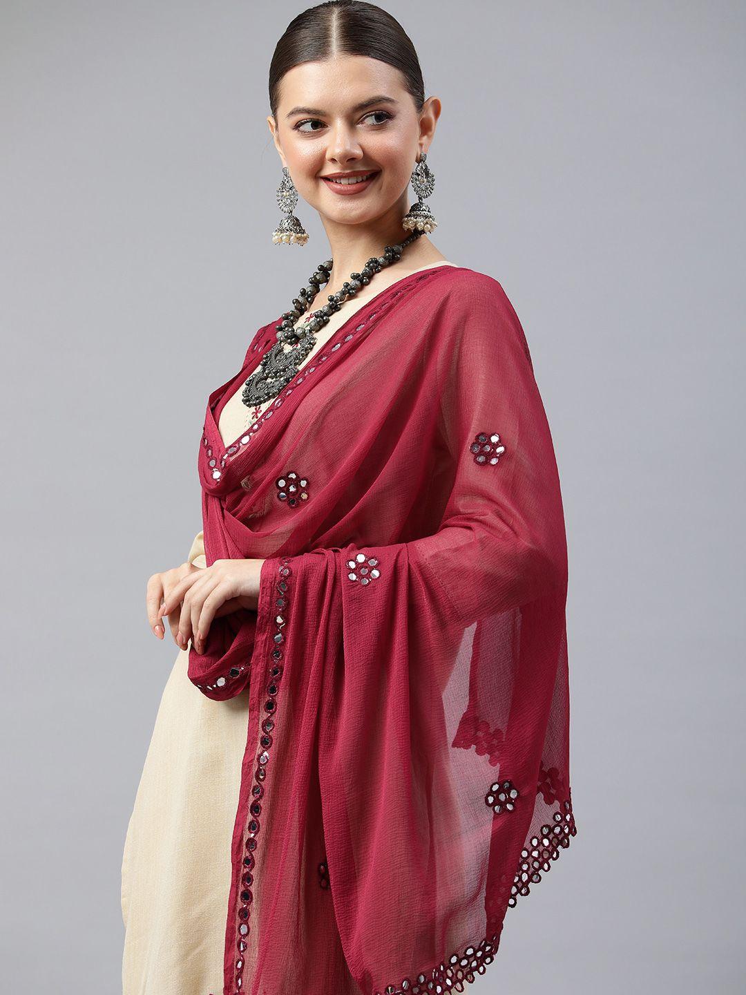 rani saahiba embroidered mirror work dupatta