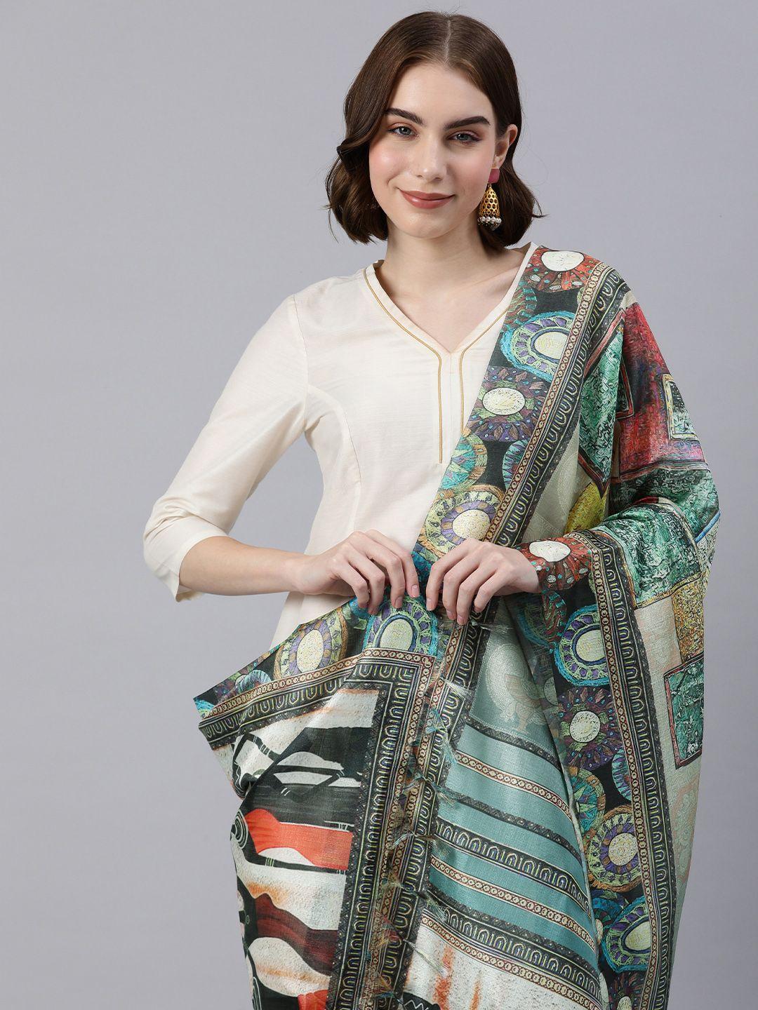 rani saahiba ethnic motifs printed art silk dupatta