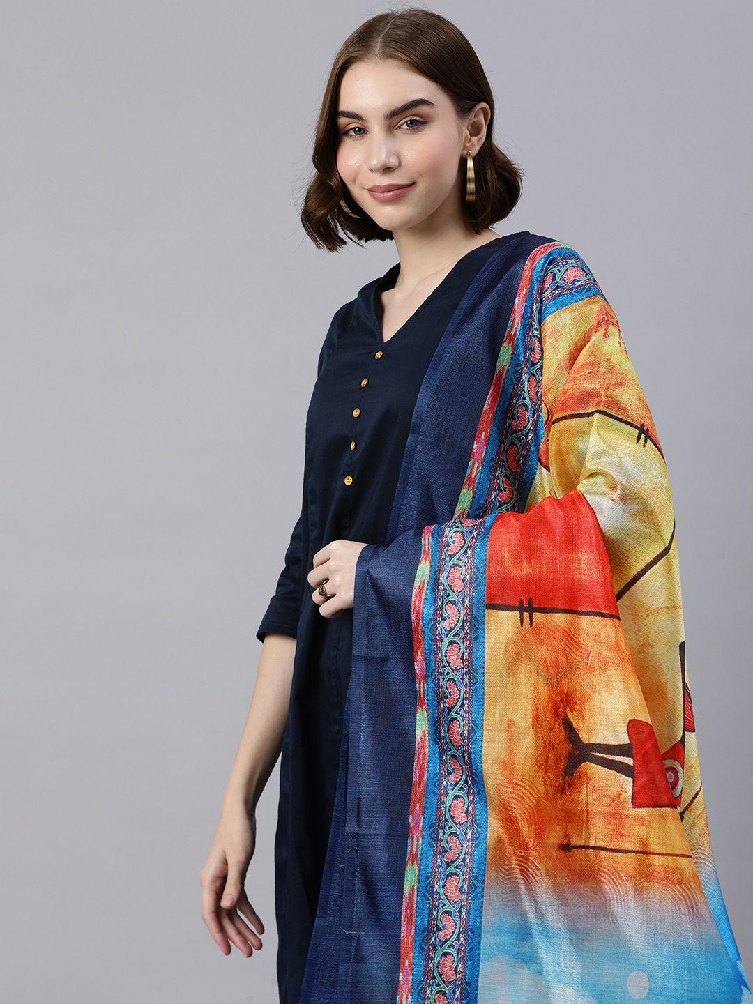 rani saahiba ethnic motifs printed art silk dupatta