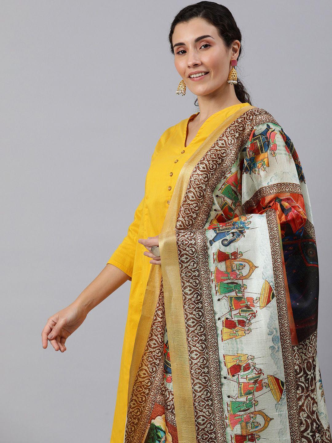 rani saahiba ethnic motifs printed art silk dupatta