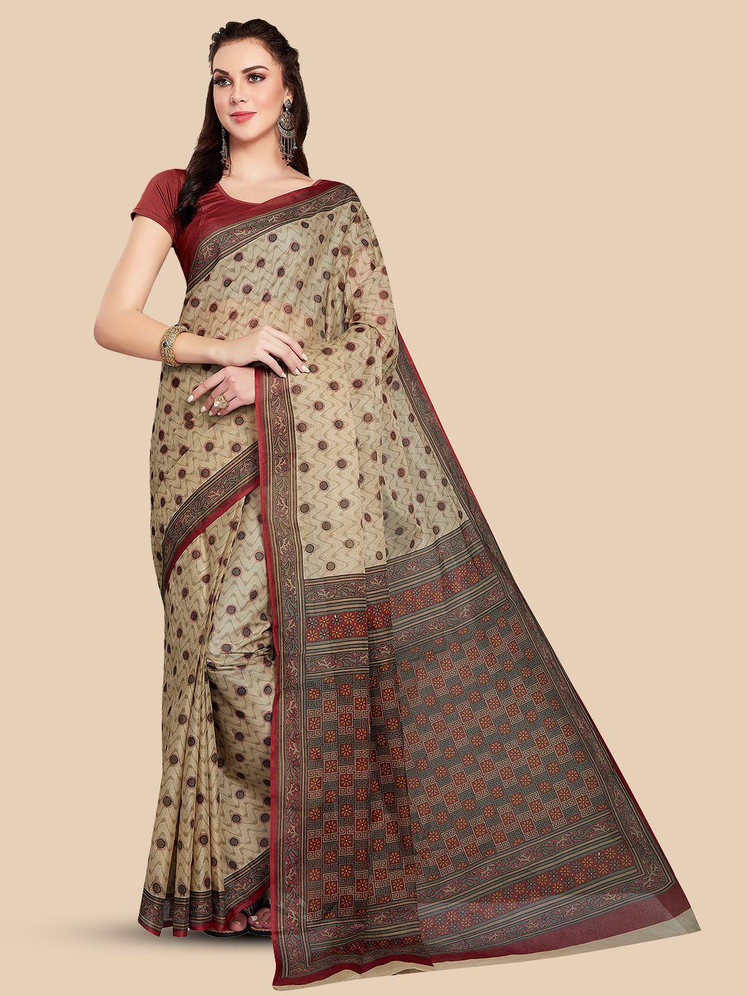 rani saahiba ethnic motifs printed pure cotton saree