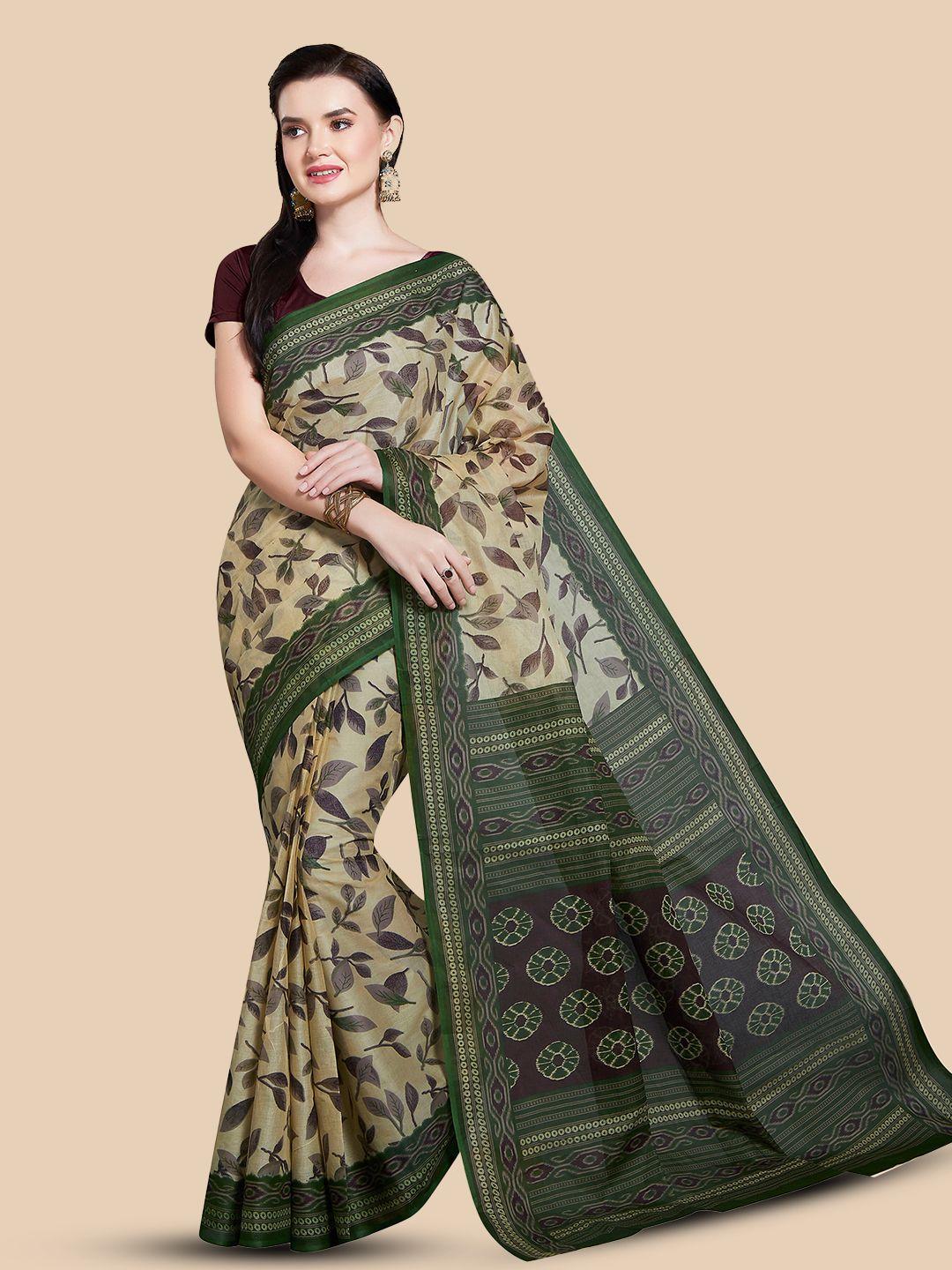 rani saahiba floral printed pure cotton block print saree