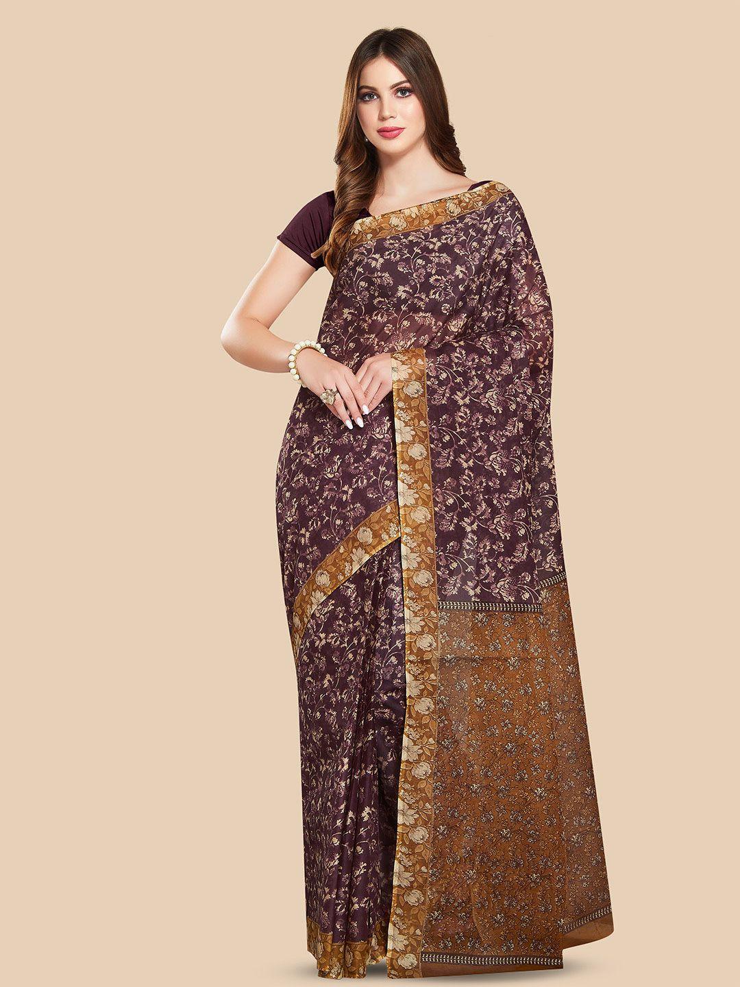 rani saahiba floral printed pure cotton saree