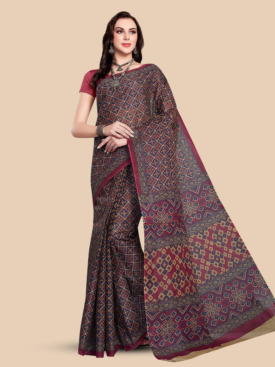 rani saahiba geometric printed pure cotton patola saree