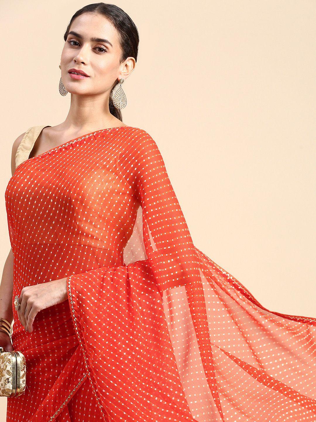 rani saahiba leheriya printed gotta patti saree