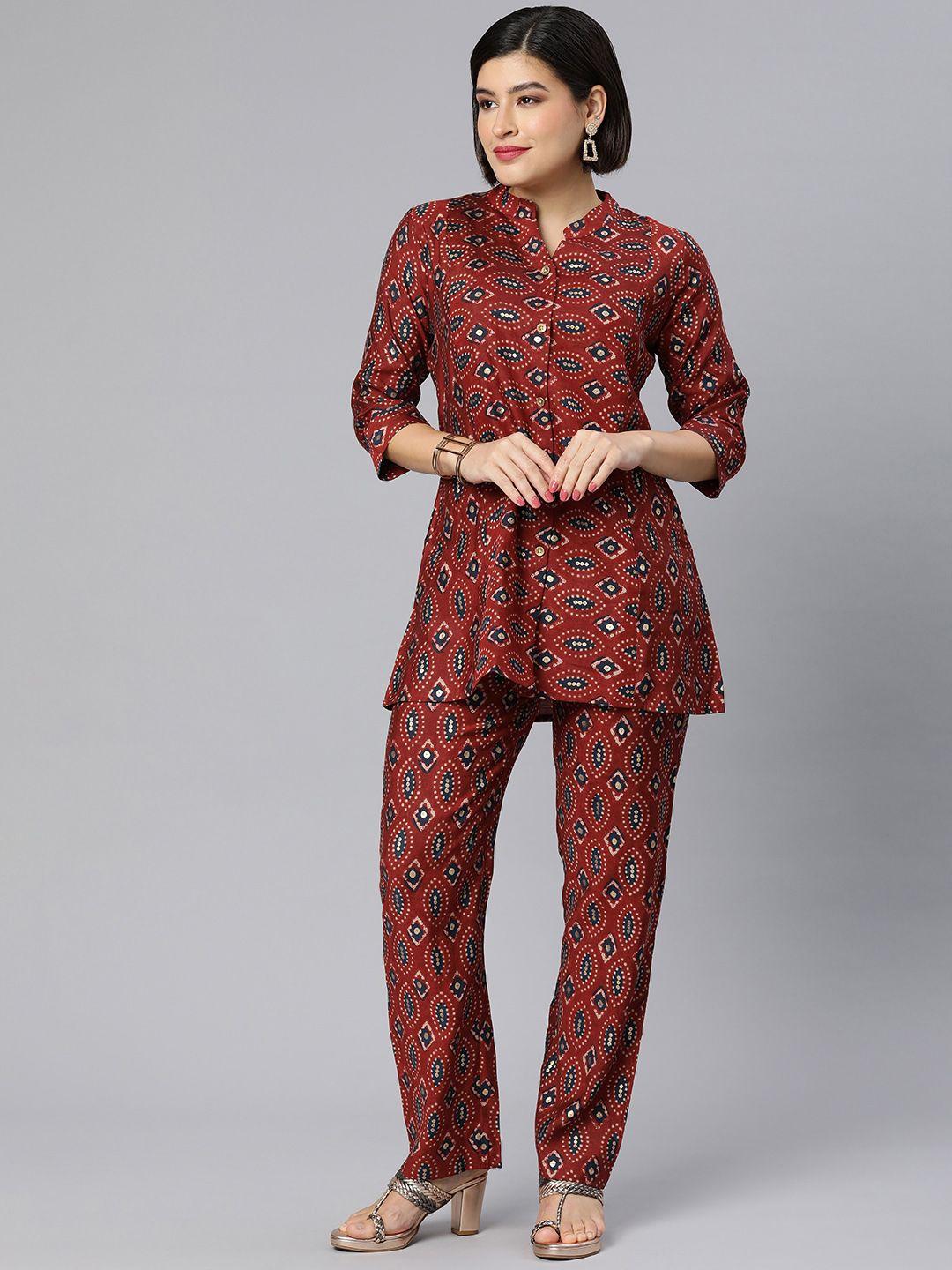 rani saahiba women printed tunic with trousers