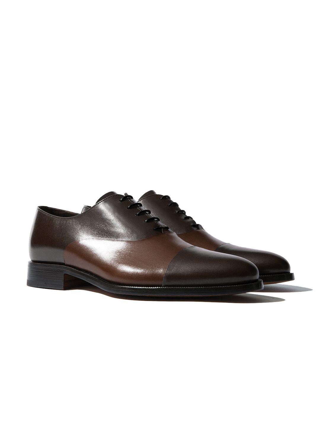 rapawalk brown & coffee brown handcrafted standard width leather oxfords