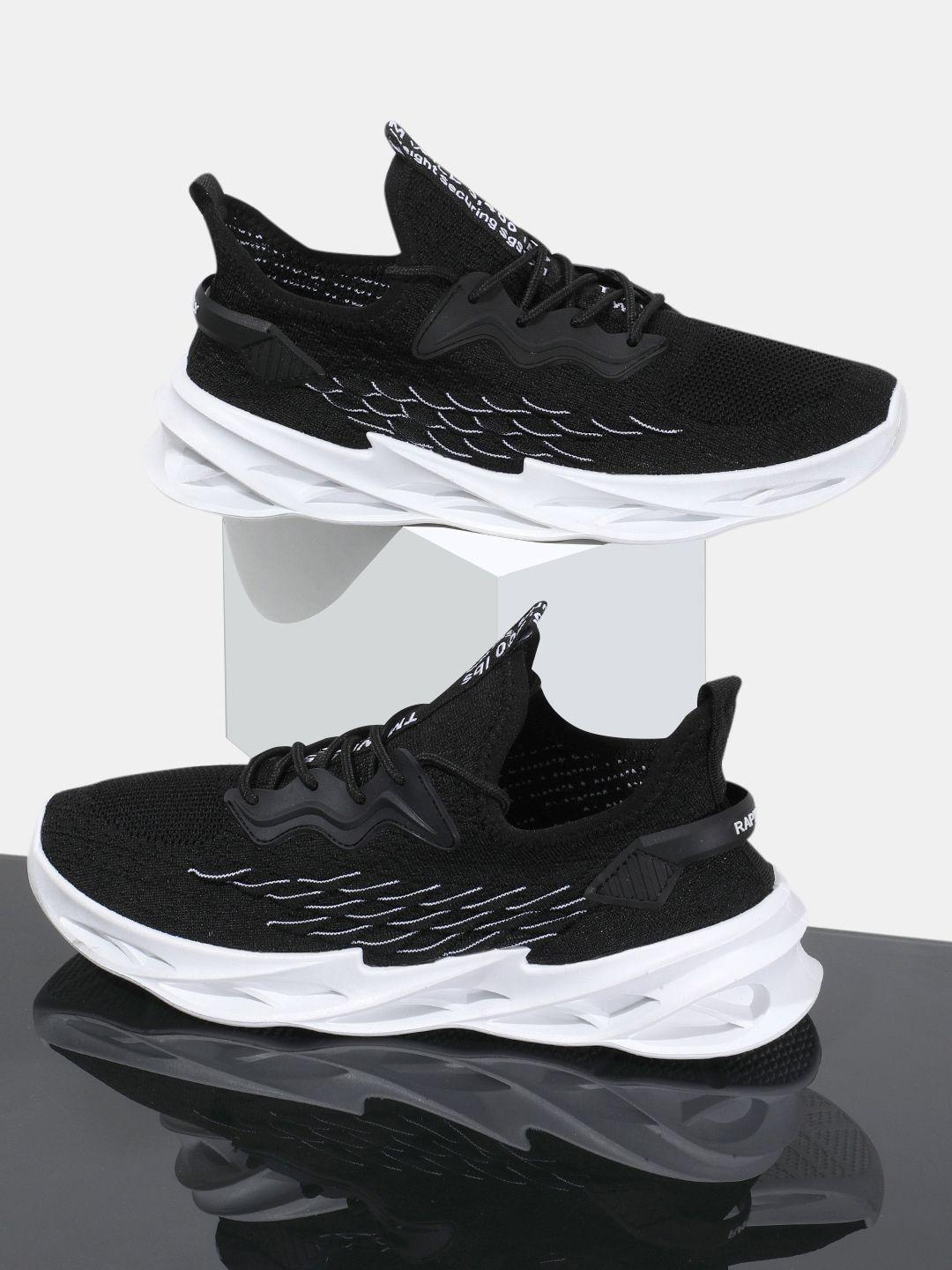 rapidbox men black woven design sneakers